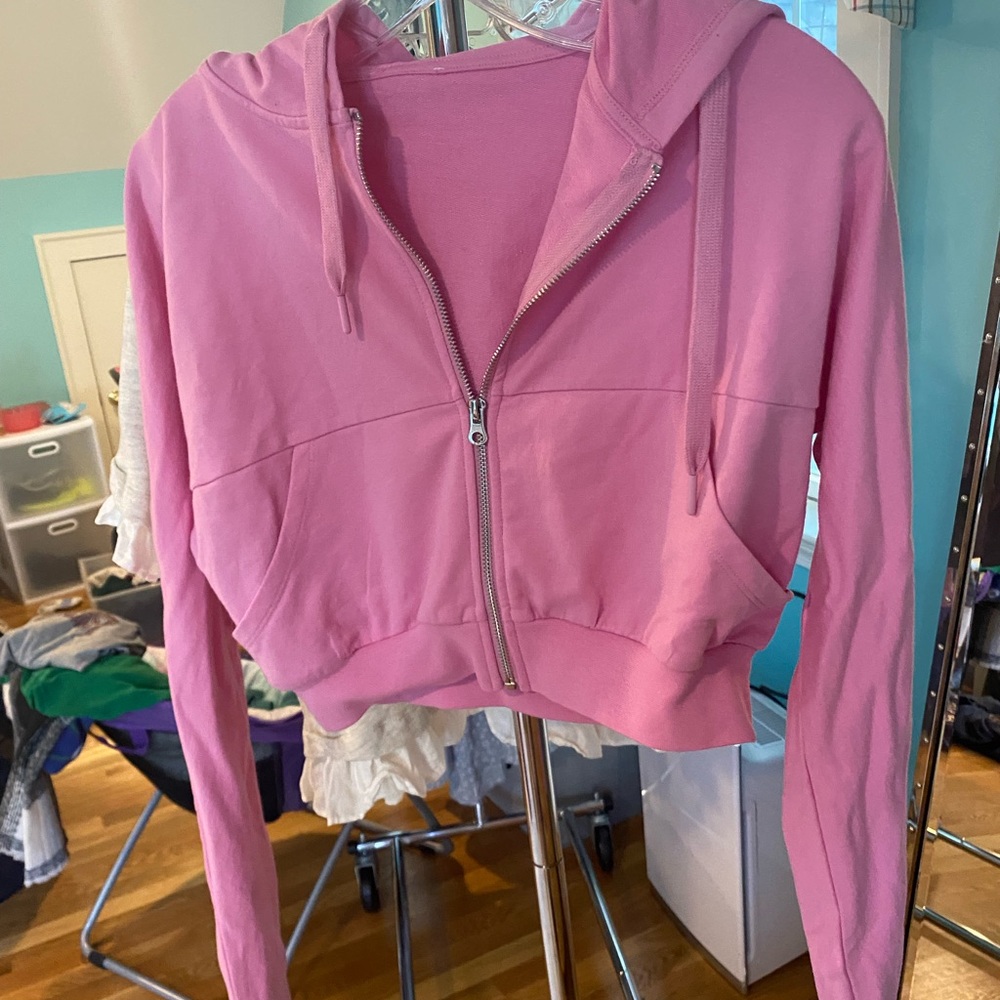Pink Cropped Hoodie